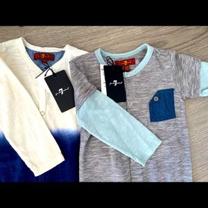 7 for all mankind onesies 6-12 months